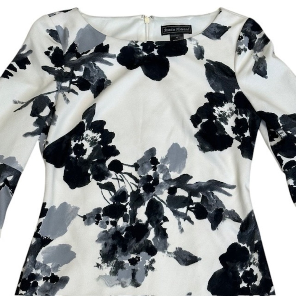 Jessica Howard White Floral Bell Sleeve Sheath‎ Dress Party Cocktail SZ 6 - Picture 5 of 12
